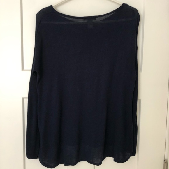 H&M Basic, Long sleeve navy blue top, Size X-Small - Picture 2 of 8